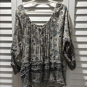 Denim & Supply Ralph Lauren Blue and White Blouse